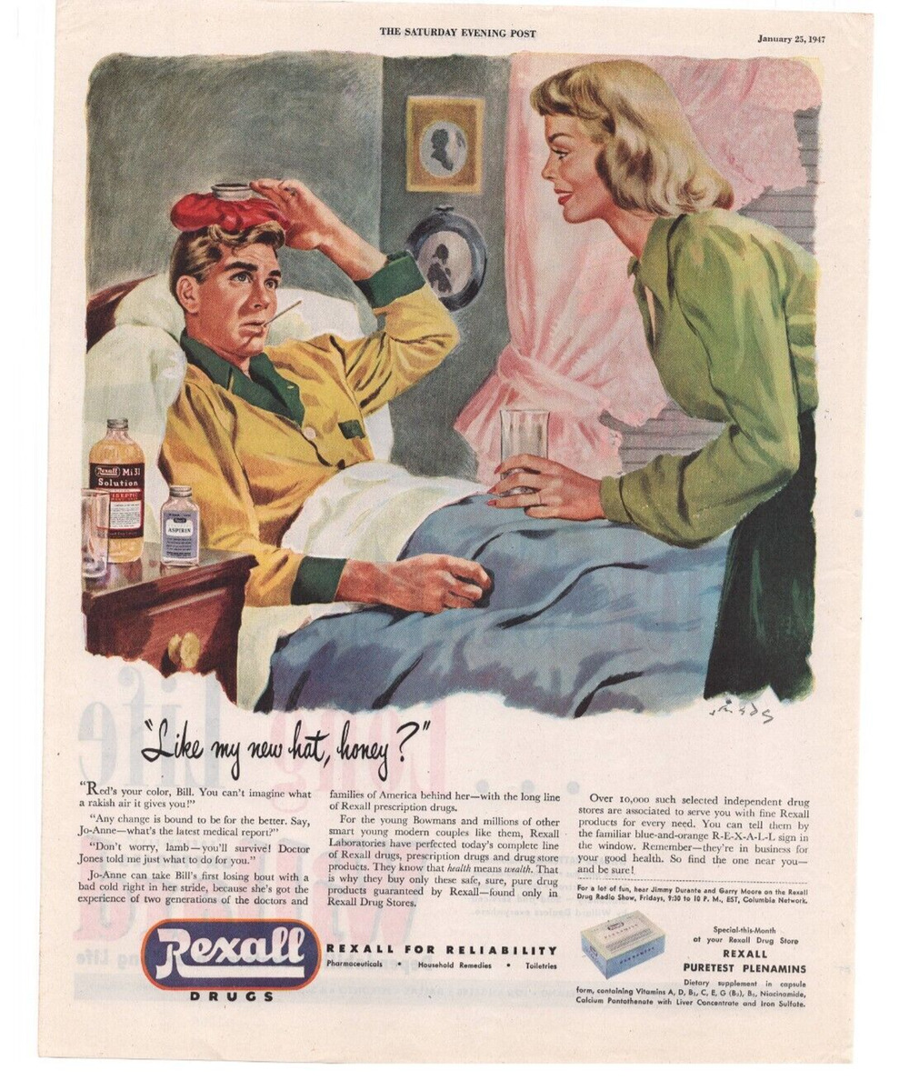 Vintage Original Rexall Drugs & Willard Battery Magazine Advertisement 1947